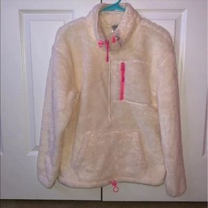 vs pink teddy half zip